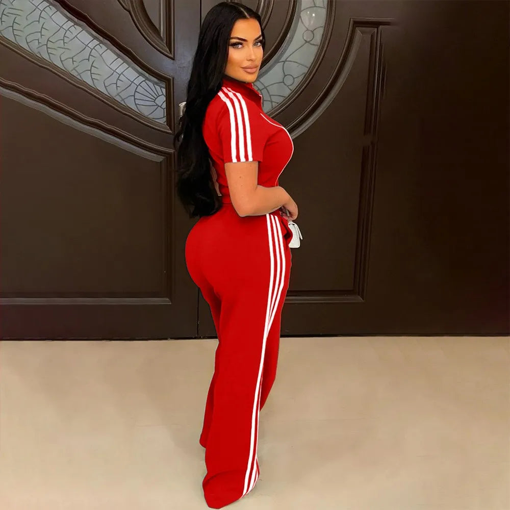 Hoodie Zipper Splicing Long Pants Set