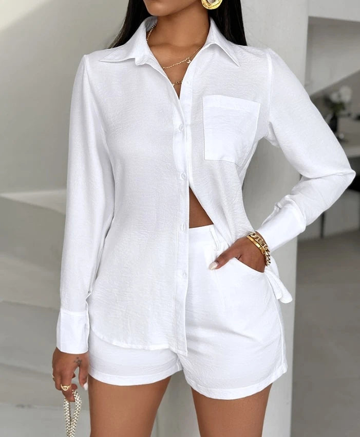 Buttoned Top & Shorts Set