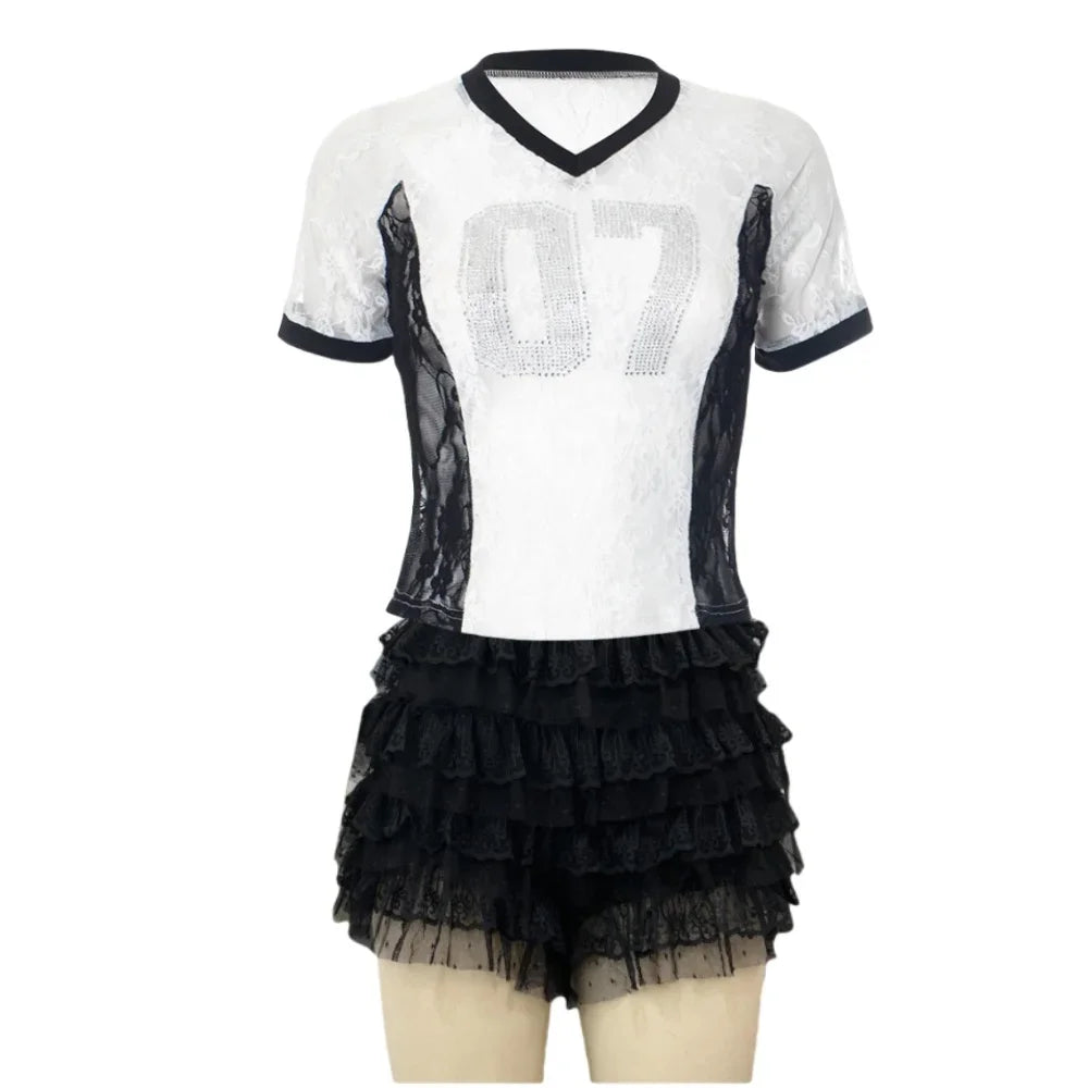 Lace Women 2 Piece Set Outfit