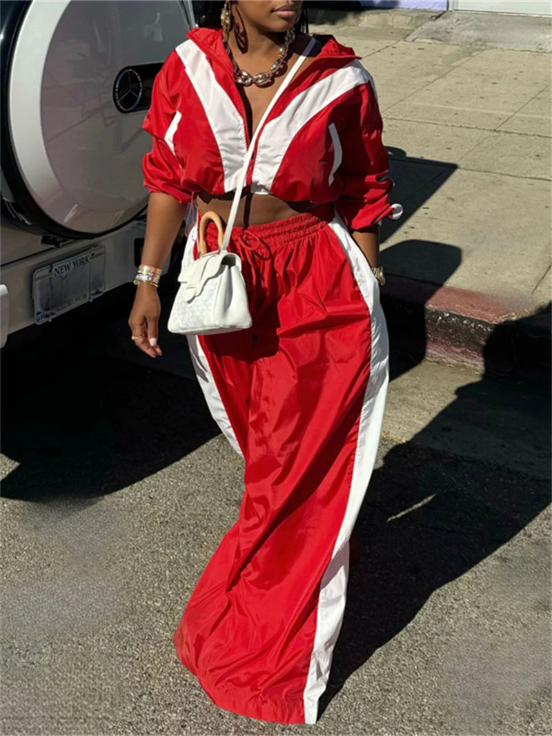 Casual Loose Crop Top Wide Leg Pants Set