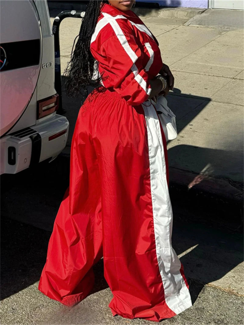 Casual Loose Crop Top Wide Leg Pants Set