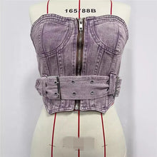 Load image into Gallery viewer, Purple Denim Two Piece Sets