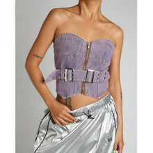 Load image into Gallery viewer, Purple Denim Two Piece Sets