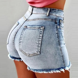 High Waist Denim Stretch Shorts